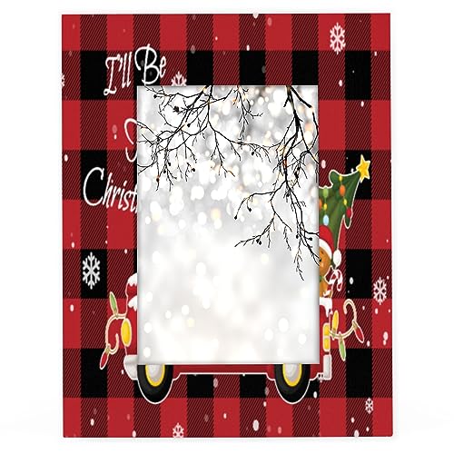 Bardic 5x7 Picture Frames, Black And Red Grid Wooden Photo Frame Fits 4x6 with Mat or 5x7 Without Mat Photo Frames for Wall Mounting or Tabletop Display for Home Gallery Decor