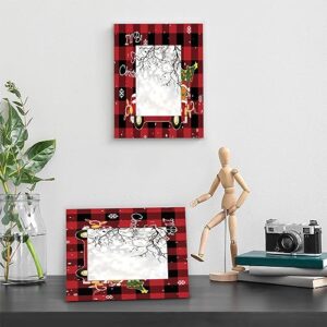 Bardic 5x7 Picture Frames, Black And Red Grid Wooden Photo Frame Fits 4x6 with Mat or 5x7 Without Mat Photo Frames for Wall Mounting or Tabletop Display for Home Gallery Decor