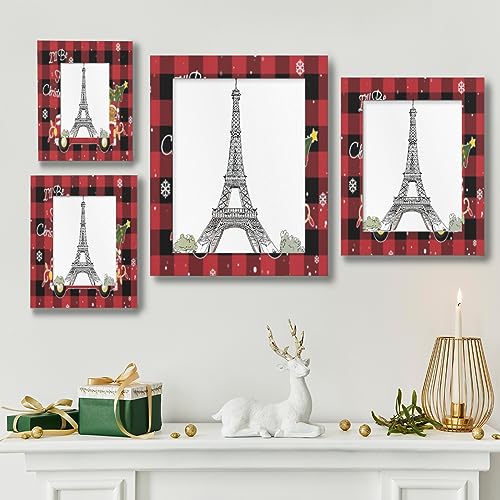 Bardic 5x7 Picture Frames, Black And Red Grid Wooden Photo Frame Fits 4x6 with Mat or 5x7 Without Mat Photo Frames for Wall Mounting or Tabletop Display for Home Gallery Decor