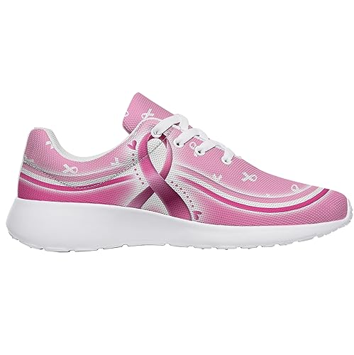 vogiant Breast Cancer Awareness Shoes for Women Lady Comfortable Walking Tennis Sneakers Pink Ribbon Shoes Gifts for Mom,Size 7.5