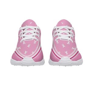 vogiant Breast Cancer Awareness Shoes for Women Lady Comfortable Walking Tennis Sneakers Pink Ribbon Shoes Gifts for Mom,Size 7.5