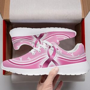 vogiant Breast Cancer Awareness Shoes for Women Lady Comfortable Walking Tennis Sneakers Pink Ribbon Shoes Gifts for Mom,Size 7.5