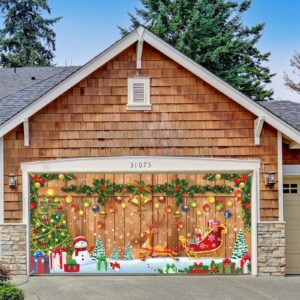 Buryeah 6 x 13 ft Christmas Banner Garage Door Decorations Large Garage Door Cover Christmas Photo Backdrop for Indoor Outdoor Home Holiday Party(Reindeer Style)