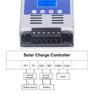 Solar Panel Regulator, Maximum 180VDC Input High Performance Solar Controller MPPT Full System Protection with LCD Display for Commercial Vehicles (60A)