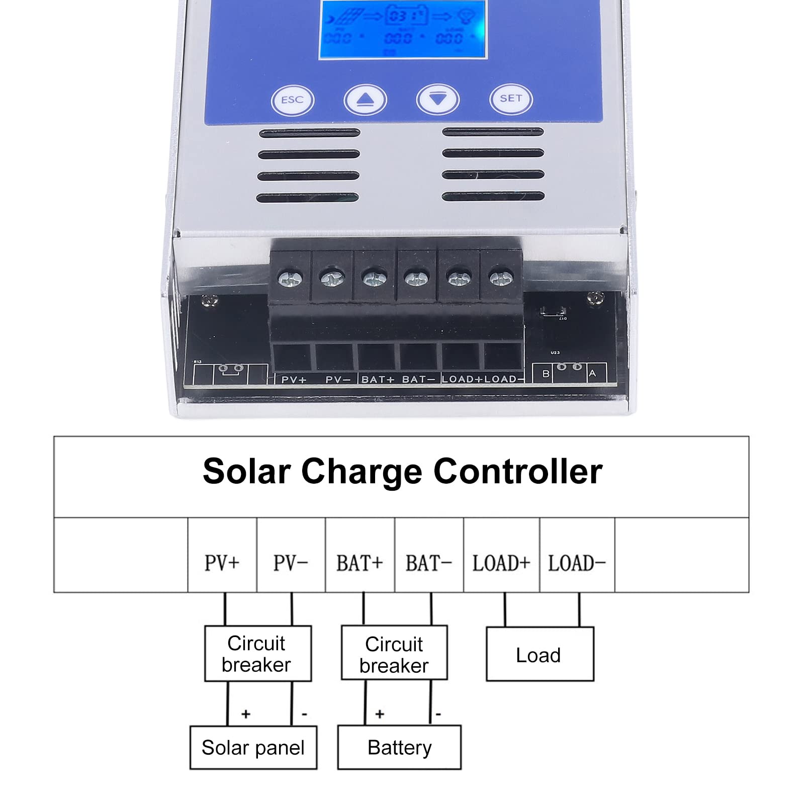 Solar Panel Regulator, Maximum 180VDC Input High Performance Solar Controller MPPT Full System Protection with LCD Display for Commercial Vehicles (60A)