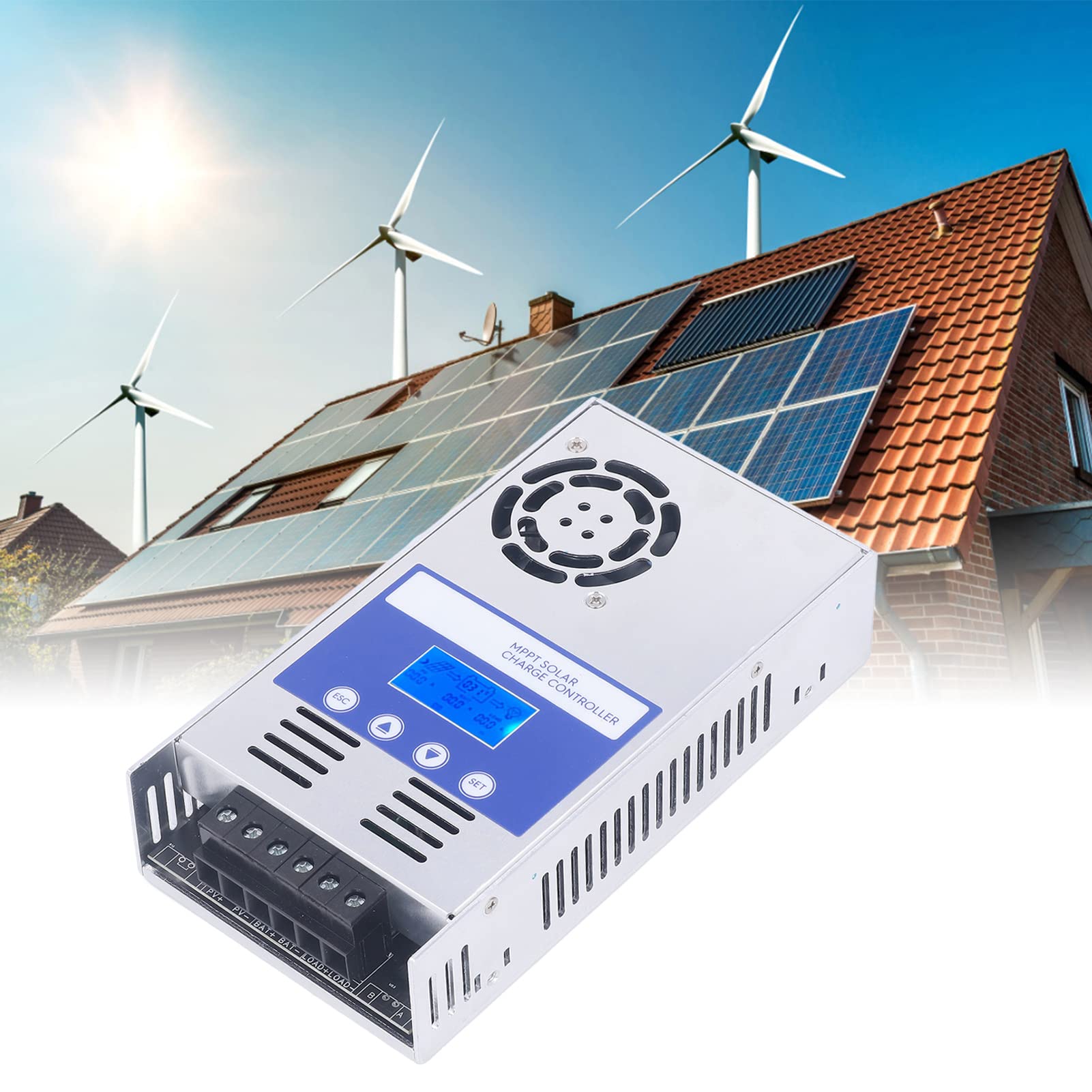 Solar Panel Regulator, Maximum 180VDC Input High Performance Solar Controller MPPT Full System Protection with LCD Display for Commercial Vehicles (60A)