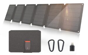 56w portable solar panel with type-c pd 3.0/qc 3.0 fast charging, ip67 waterproof sunpower folding solar panel for camping hiking backpacking fishing