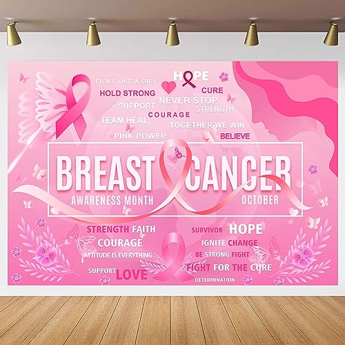 Breast Cancer Awareness Party Banner, Backdrop 7x5 Breast Cancer Awareness Background Breast Cancer Awareness Themed Backdrops for Breast Cancer Awareness Party Supplies Background Birthday