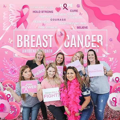 Breast Cancer Awareness Party Banner, Backdrop 7x5 Breast Cancer Awareness Background Breast Cancer Awareness Themed Backdrops for Breast Cancer Awareness Party Supplies Background Birthday