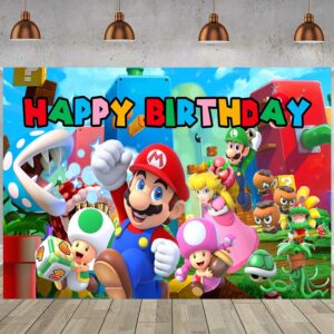 1pcs mario party decoration banner photography background for kids birthday party mario photo booth props (4.16x2.3 ft)