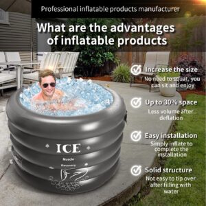 Portable Ice Bath Tub for Athletes -Inflatable Cold Plunge Tub for Recovery - Freestanding Indoor/Outdoor Tub for Cold Water Therapy Training - Folding Bathtub with Air Pump(gray)