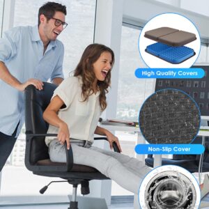 WISIMMALL Gel Seat Cushion Portable Massage Travel Cushions, 14.5" x 10.5" Thick Foldable Seat Cushion for Car Office Chair Wheelchair Hip, Coccyx, Sciatica, Pressure Sores Tailbone Pain Relief