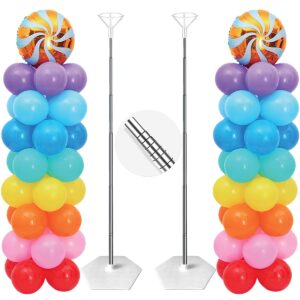balloon stand set of 2, 7ft adjustable metal balloon column stand kit for birthday, wedding, baby shower, and graduation party