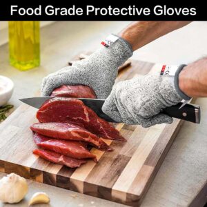 mearens Cut Resistant Gloves, Food Grade Safety Gloves Kitchen Anti Cut Gloves for Cutting, Level 5 Proof Cutting Work Gloves (Medium)