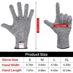 mearens Cut Resistant Gloves, Food Grade Safety Gloves Kitchen Anti Cut Gloves for Cutting, Level 5 Proof Cutting Work Gloves (Medium)