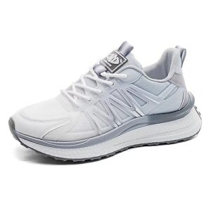 gslmoln women's slip on walking shoes lightweight casual running sneakers white gray
