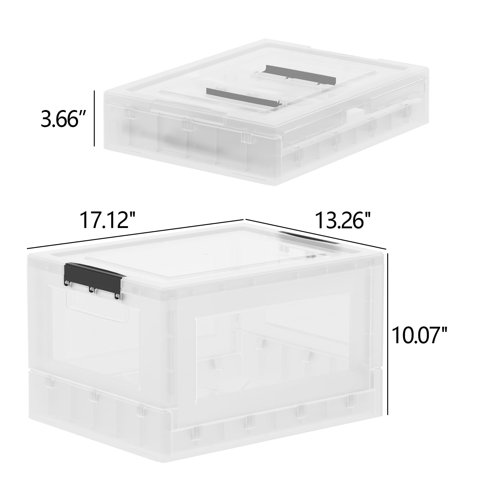 Qqbine 32 Quart Plastic Folding Storage Bin with Lid, Collapsible Storage Crate Boxes, 4 Packs