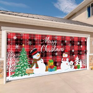 buryeah 6 x 13 ft christmas banner garage door decorations large garage door cover christmas photo backdrop for indoor outdoor home holiday party(snowman style)