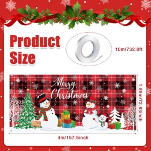 Buryeah 6 x 13 ft Christmas Banner Garage Door Decorations Large Garage Door Cover Christmas Photo Backdrop for Indoor Outdoor Home Holiday Party(Snowman Style)