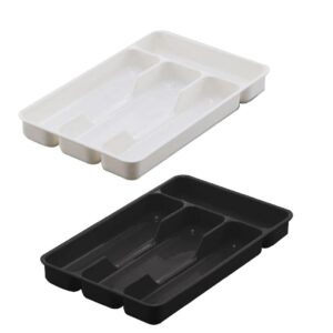 Lerpwige 2pcs Organizer Tray For Cutlery Silverware Flatware Kitchen Utensils Holder Drawer Dividers For Fork Spoon Office Tableware Organizer