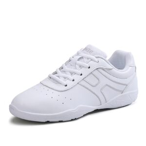 SANEARDE Cheer Shoes Girls Breathable White Athletic Volleyball Training Shoes Cheerleading Dancing Sneakers for Women Size 6.5