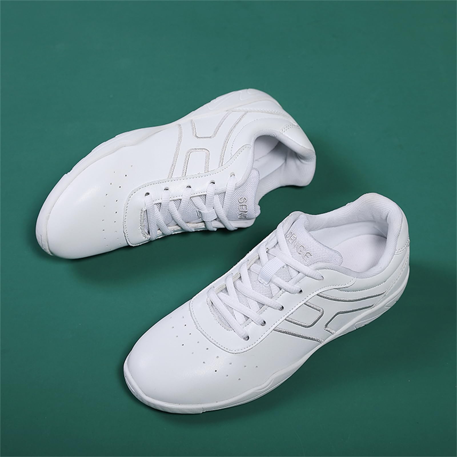 SANEARDE Cheer Shoes Girls Breathable White Athletic Volleyball Training Shoes Cheerleading Dancing Sneakers for Women Size 6.5