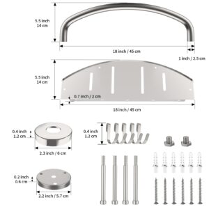 Brushed Nickel 18-inch Safety Grab Bar with Storage Shelf for Bathtub or Shower, Drainage Holes, Stainless Steel, Wall Mounted Grab Bars for Elderly Injured Balance Support