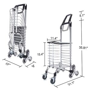 Grocery Stair Climber Shopping Cart with 8 Wheels, Folding Shopping Carts for Groceries with Double Handle for Utility Shopping Cart Purple