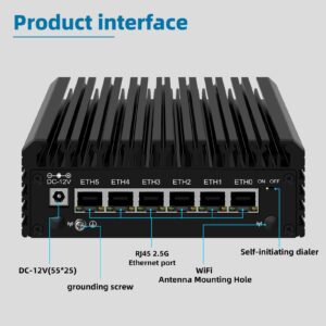 MOGINSOK Firewall Appliance 2.5GbE, 6X Intel I226V Nics 12th Gen Intel I3 N305(8C/8T up to 3.8GHz) Portable Firewall Mini Computer Router Barebone NO DDR5 RAM NO M.2 NVMe SSD TDP 15W USB3.2