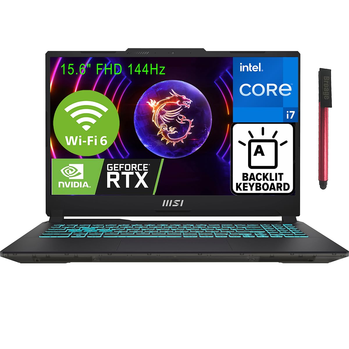 MSI 2023 Cyborg 15 15.6" 144Hz FHD Gaming Laptop Computer, 12th Gen Intel 10-Core i7-12650H, GeForce RTX 4060 8GB, 64GB DDR5 RAM, 1TB PCIe SSD, WiFi 6, BT 5.2, Backlit Keyboard, Windows 11 Pro, BROAG