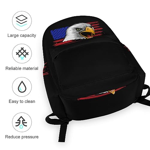 American Eagle USA Flag Travel Backpack Lightweight 16.5 Inch Computer Laptop Bag Casual Daypack for Men Women