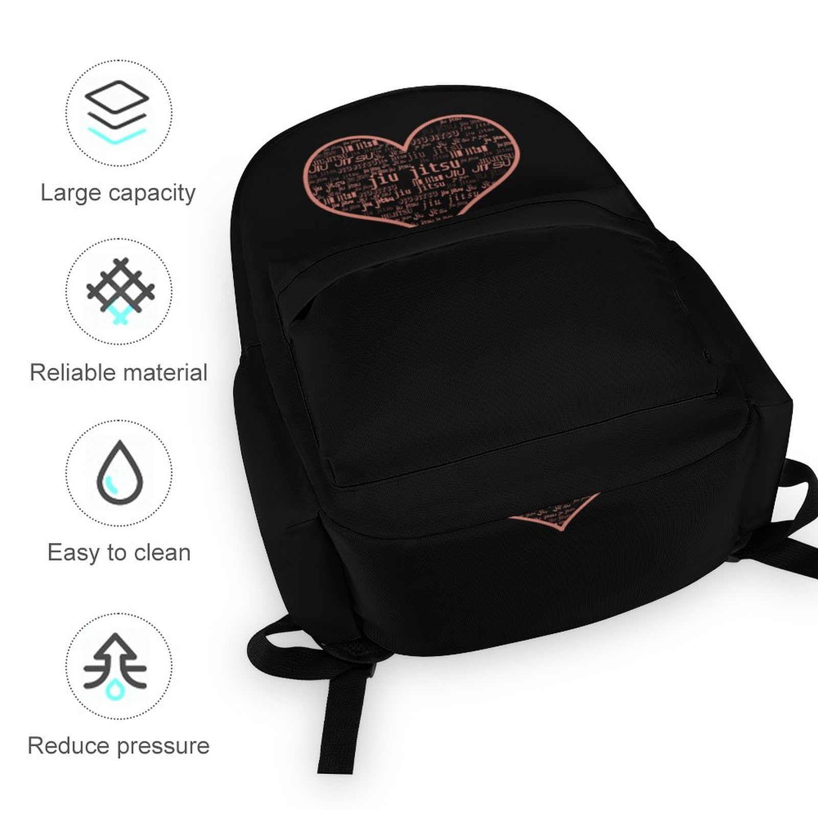 Love Jiujitsu Travel Backpack Lightweight 16.5 Inch Computer Laptop Bag Casual Daypack for Men Women