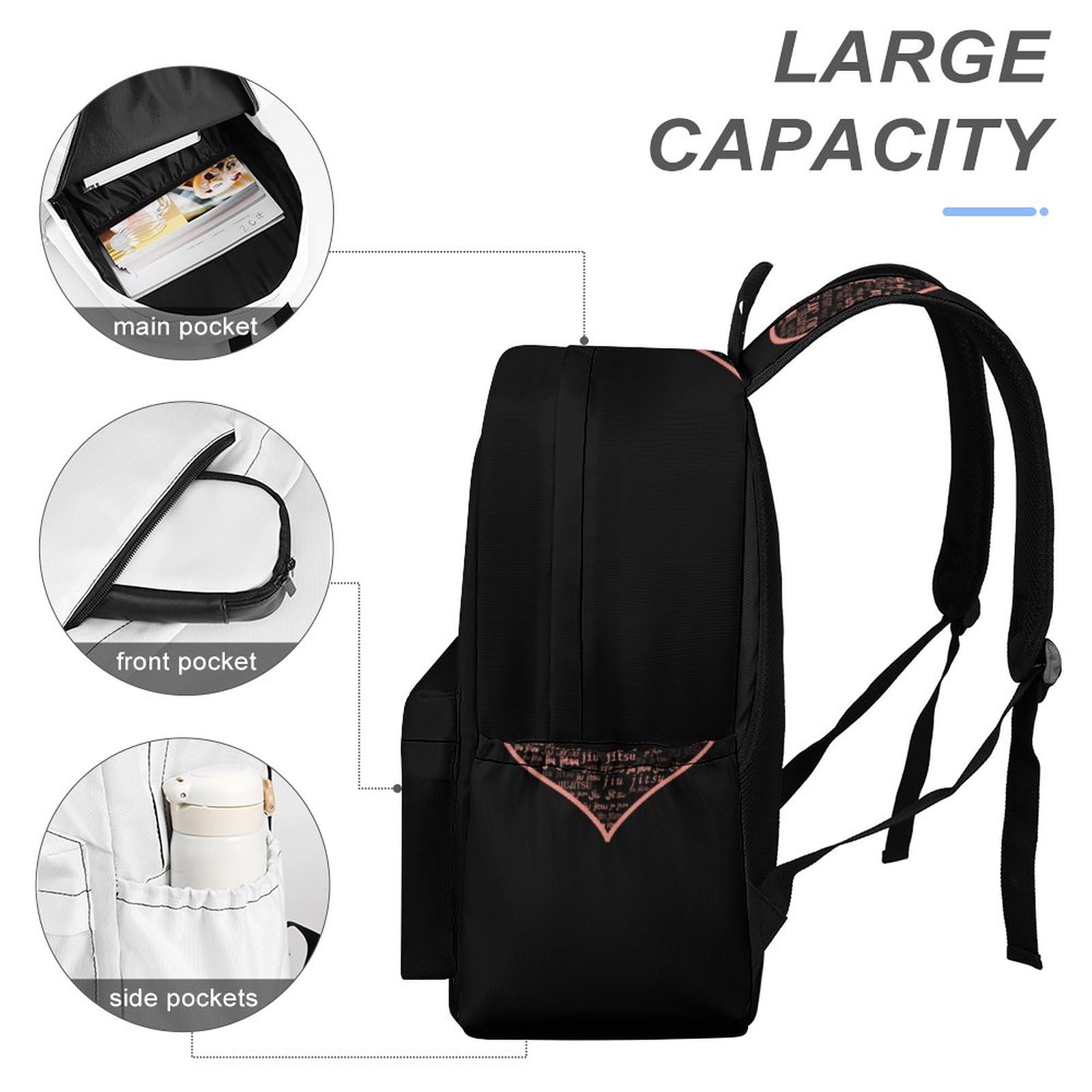 Love Jiujitsu Travel Backpack Lightweight 16.5 Inch Computer Laptop Bag Casual Daypack for Men Women