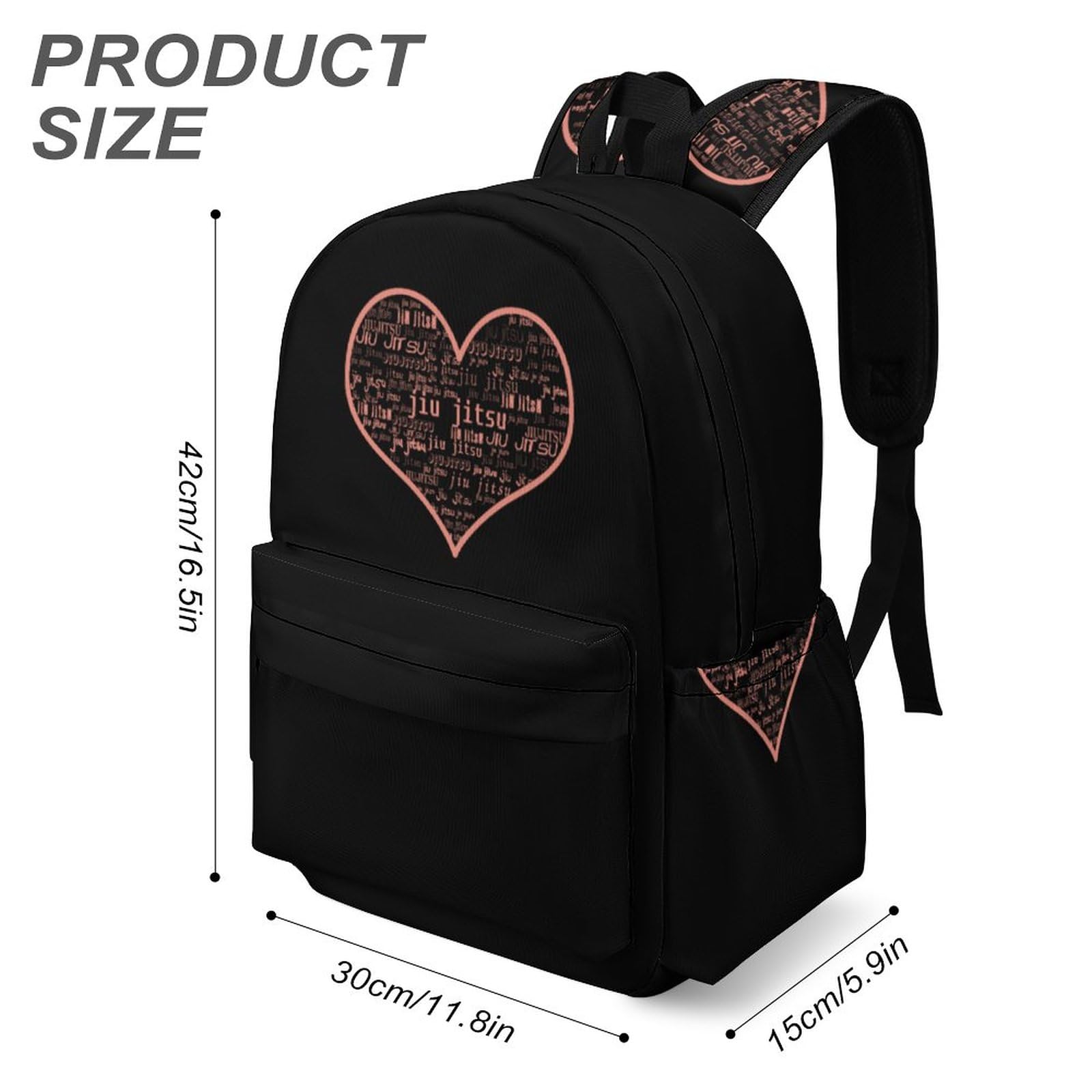 Love Jiujitsu Travel Backpack Lightweight 16.5 Inch Computer Laptop Bag Casual Daypack for Men Women