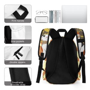 Japanese Bobtail Cat Wears Samurai Travel Backpack Lightweight 16.5 Inch Computer Laptop Bag Casual Daypack for Men Women