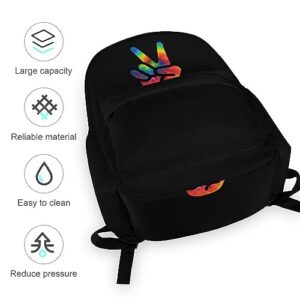 Tie Dye Peace Sign Travel Backpack Lightweight 16.5 Inch Computer Laptop Bag Casual Daypack for Men Women