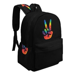 Tie Dye Peace Sign Travel Backpack Lightweight 16.5 Inch Computer Laptop Bag Casual Daypack for Men Women