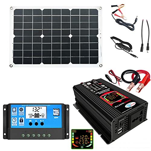 DISPRA Solar System Kit, 6000W Inverter Complete Solar Kit, 18W 12 V Solar Panel 30A Solar Charge Controller, Complete Solar Panel Kit with Solar Inverter for Outdoor Camping Trips RV Boat