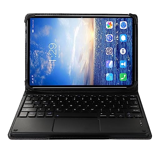 Zyyini 10.1 Inch Tablet White FHD Octa Core CPU 8GB RAM 256GB ROM 7000mAh 5G WiFi 4G LTE Tablet with BT Keyboard 100‑240V (US Plug)