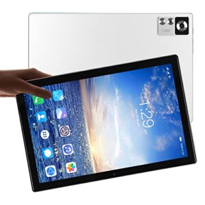 Zyyini 10.1 Inch Tablet White FHD Octa Core CPU 8GB RAM 256GB ROM 7000mAh 5G WiFi 4G LTE Tablet with BT Keyboard 100‑240V (US Plug)