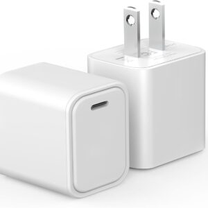 USB C Wall Charger, 2-Pack 20W USB-C Power Adapter Charger Block Compact USB C Charger Fast Charging Adapter for iPhone 15 14 13 12 11, 15Pro,15Pro Max,15Plus,Xs/X, iPad and More