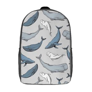 whale travel backpack casual 17 inch large daypack shoulder bag with adjustable shoulder straps