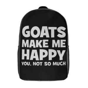 goats make me happy travel backpack casual 17 inch large daypack shoulder bag with adjustable shoulder straps