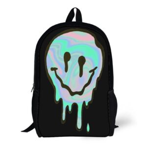 Melting Face Travel Backpack Casual 17 Inch Large Daypack Shoulder Bag with Adjustable Shoulder Straps