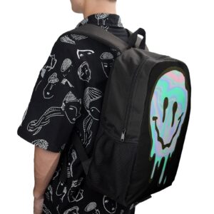 Melting Face Travel Backpack Casual 17 Inch Large Daypack Shoulder Bag with Adjustable Shoulder Straps