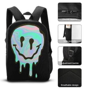 Melting Face Travel Backpack Casual 17 Inch Large Daypack Shoulder Bag with Adjustable Shoulder Straps