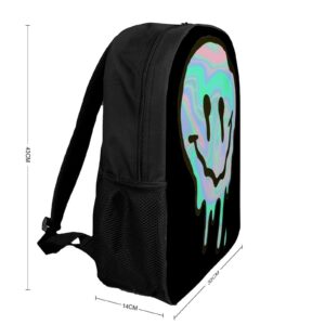 Melting Face Travel Backpack Casual 17 Inch Large Daypack Shoulder Bag with Adjustable Shoulder Straps