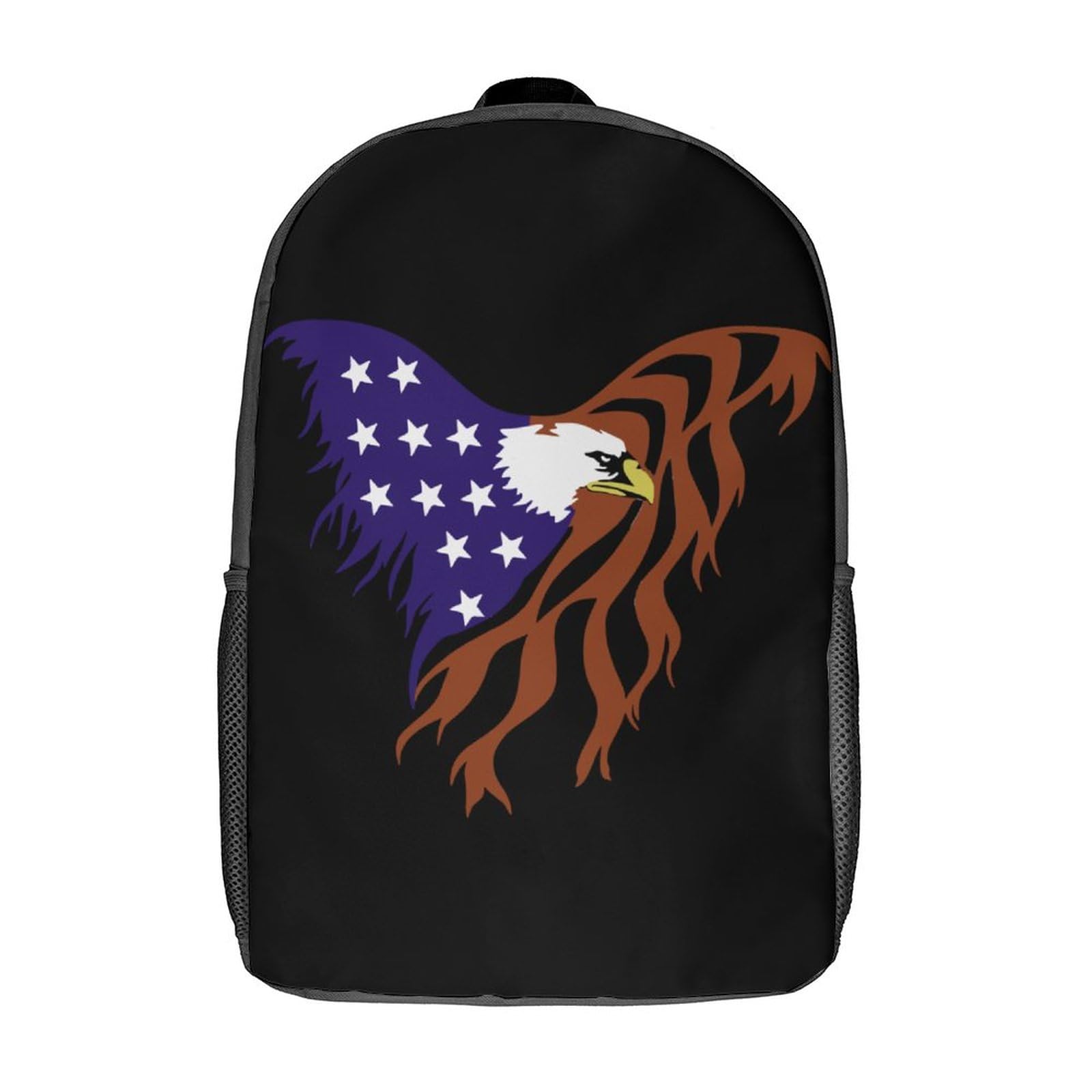 American Flag Eagle Travel Backpack Casual 17 Inch Large Daypack Shoulder Bag with Adjustable Shoulder Straps