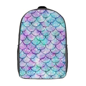 mermaid scales travel backpack casual 17 inch large daypack shoulder bag with adjustable shoulder straps