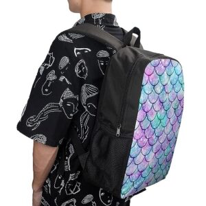 Mermaid Scales Travel Backpack Casual 17 Inch Large Daypack Shoulder Bag with Adjustable Shoulder Straps